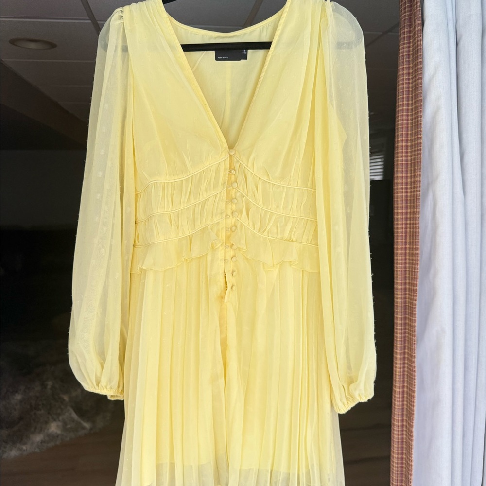 ASOS Yellow Ruched Long Sleeve Sundress